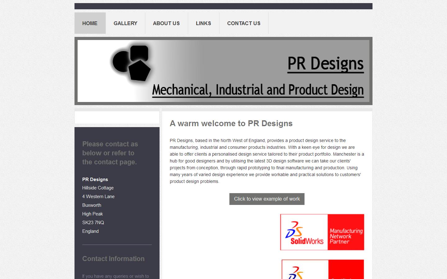 P R Designs Website