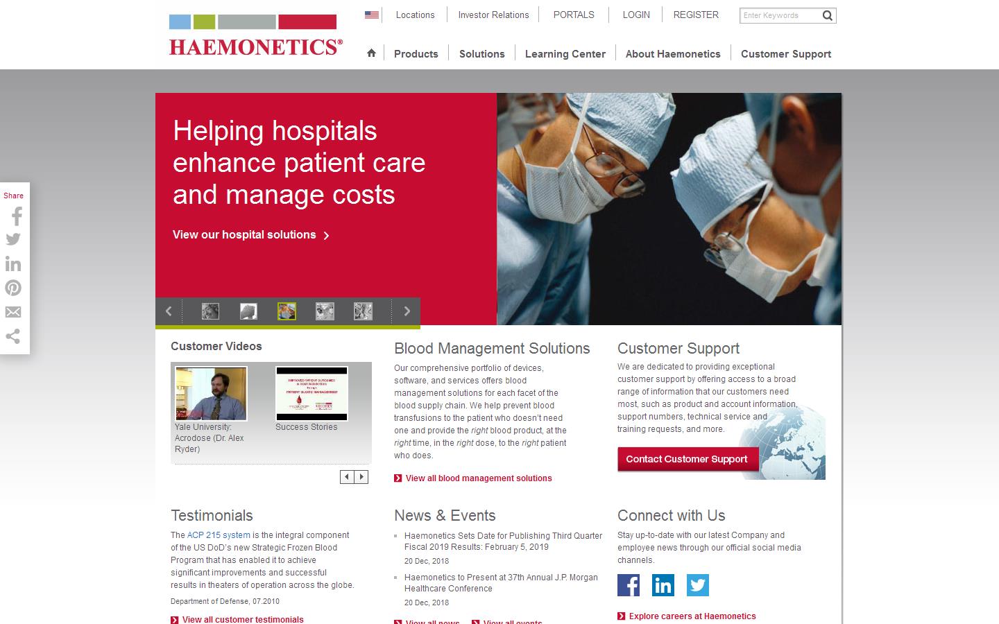Haemonetics Ltd Website