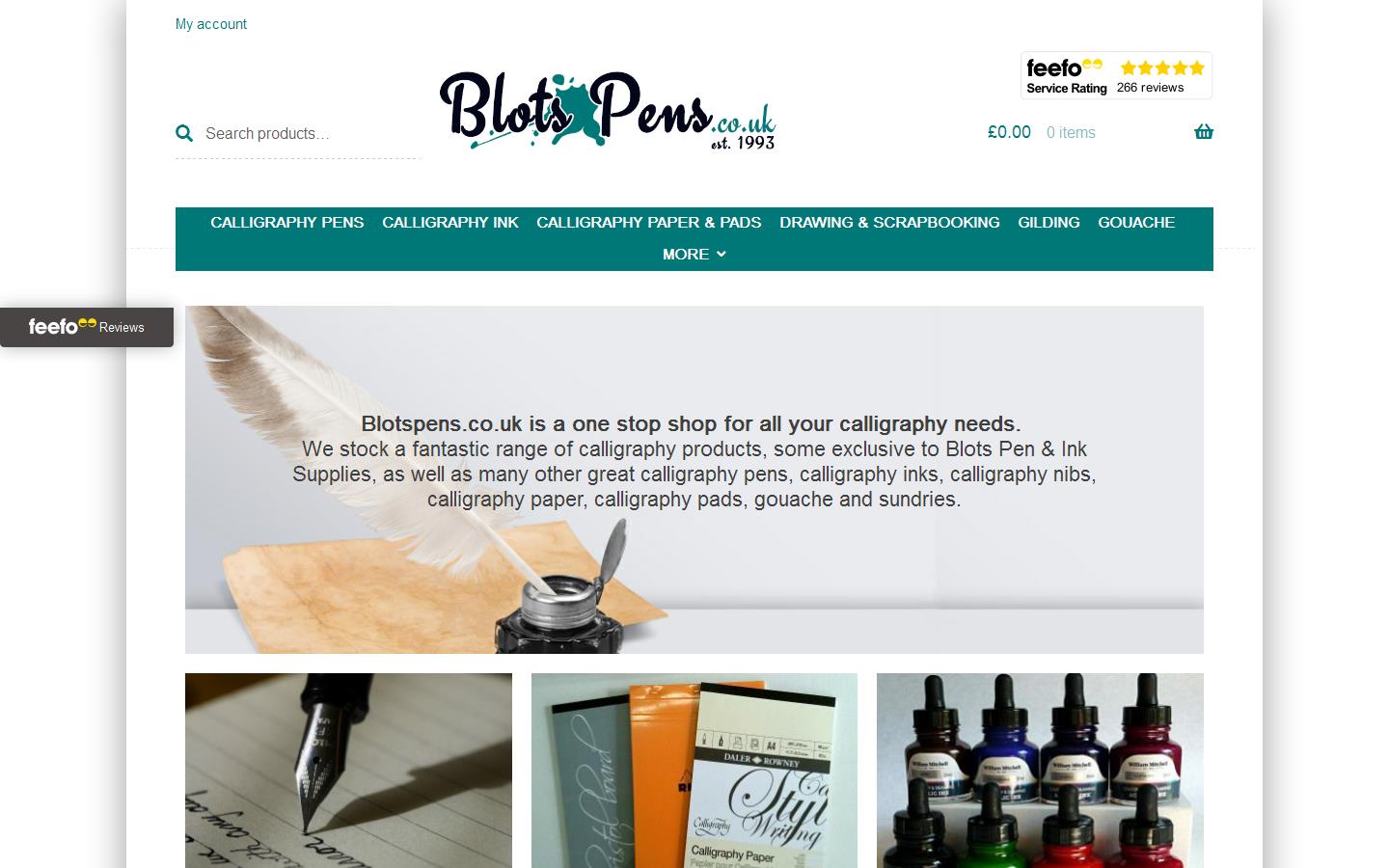 Blot''s Pen & Ink Supplies Website