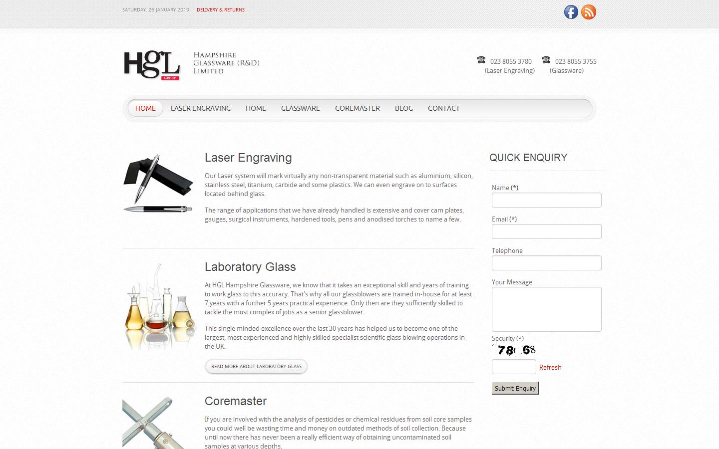 Hampshire R & D Glassware Ltd Website