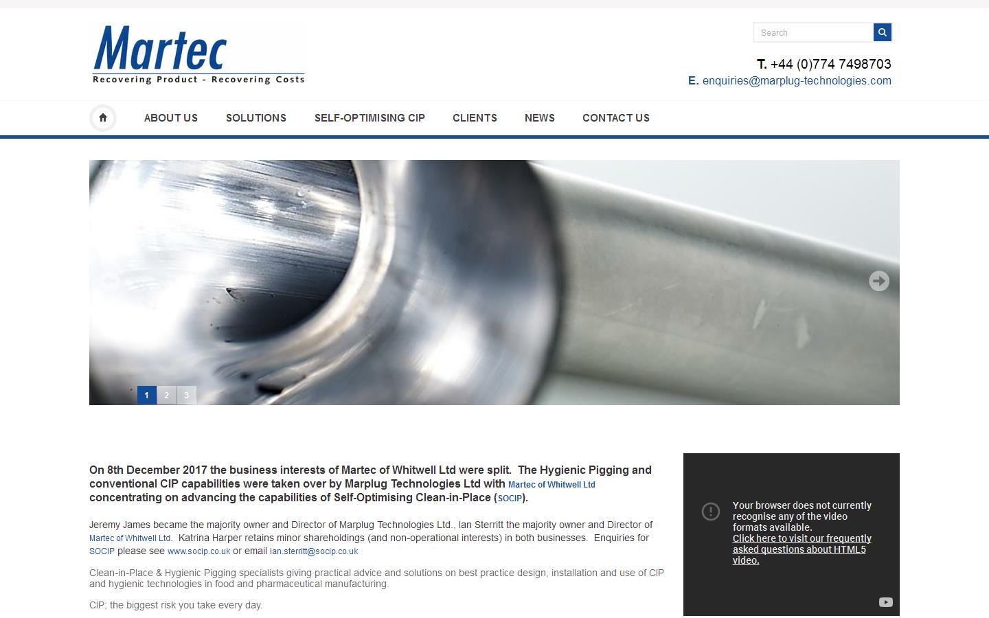 Martec of Whitwell Ltd Website
