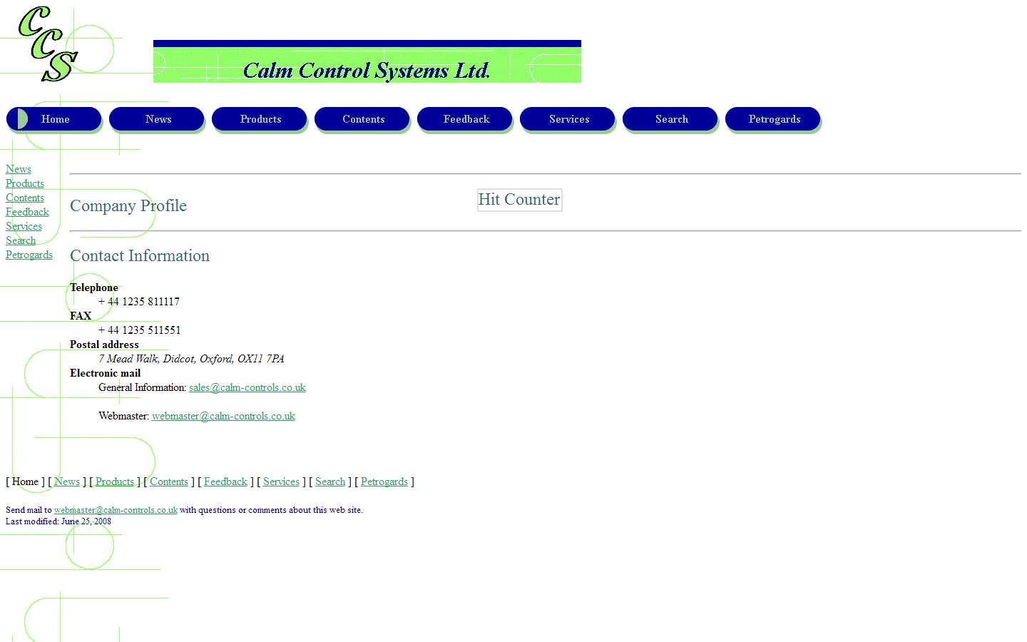 Calm Control Systems Ltd Website