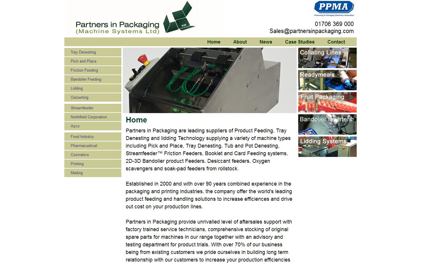 Partners in Packaging Machine Systems Ltd Website