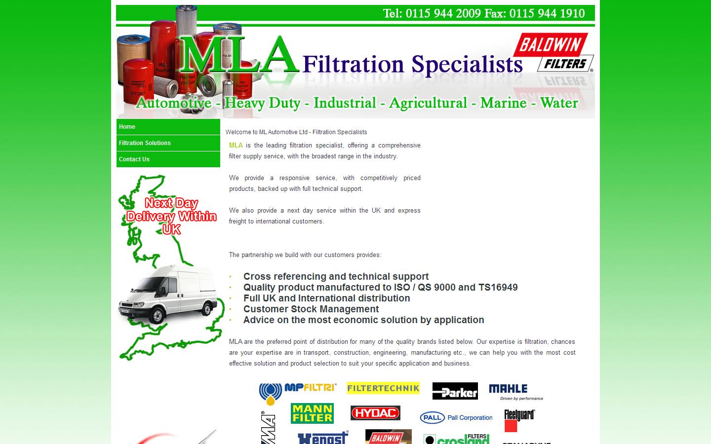 M L A Filtration Specialists Website