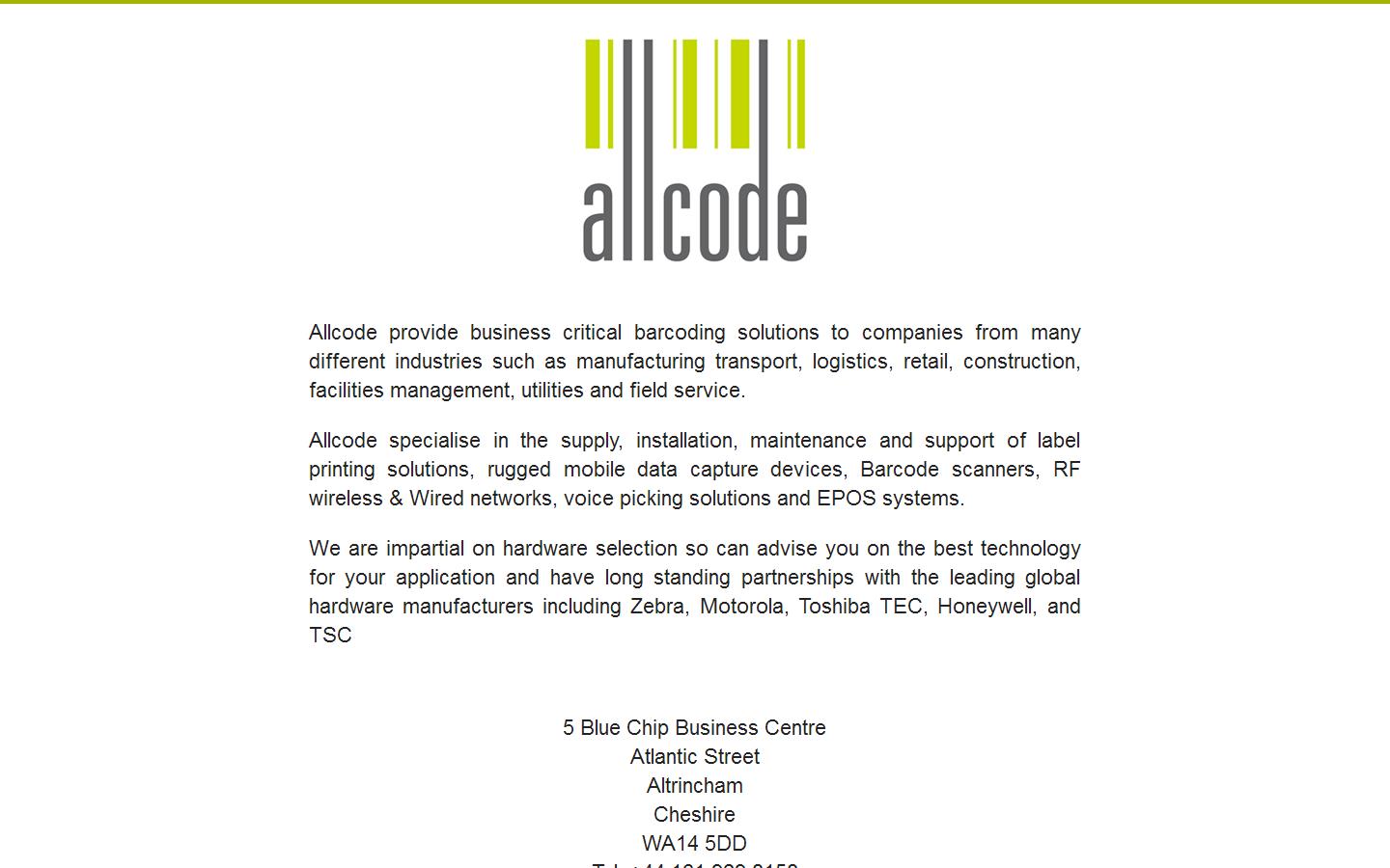 Allcode UK Ltd Website
