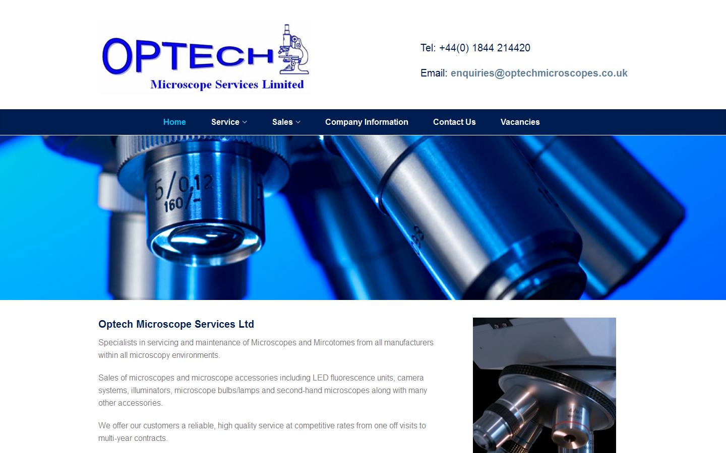 Optech Microscope Services Ltd Website