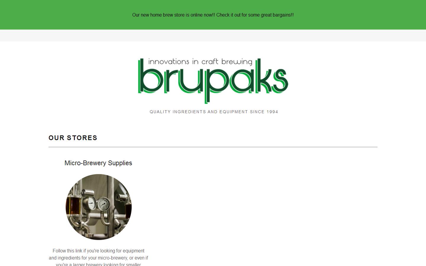 Brupaks Brewing Equipment Website
