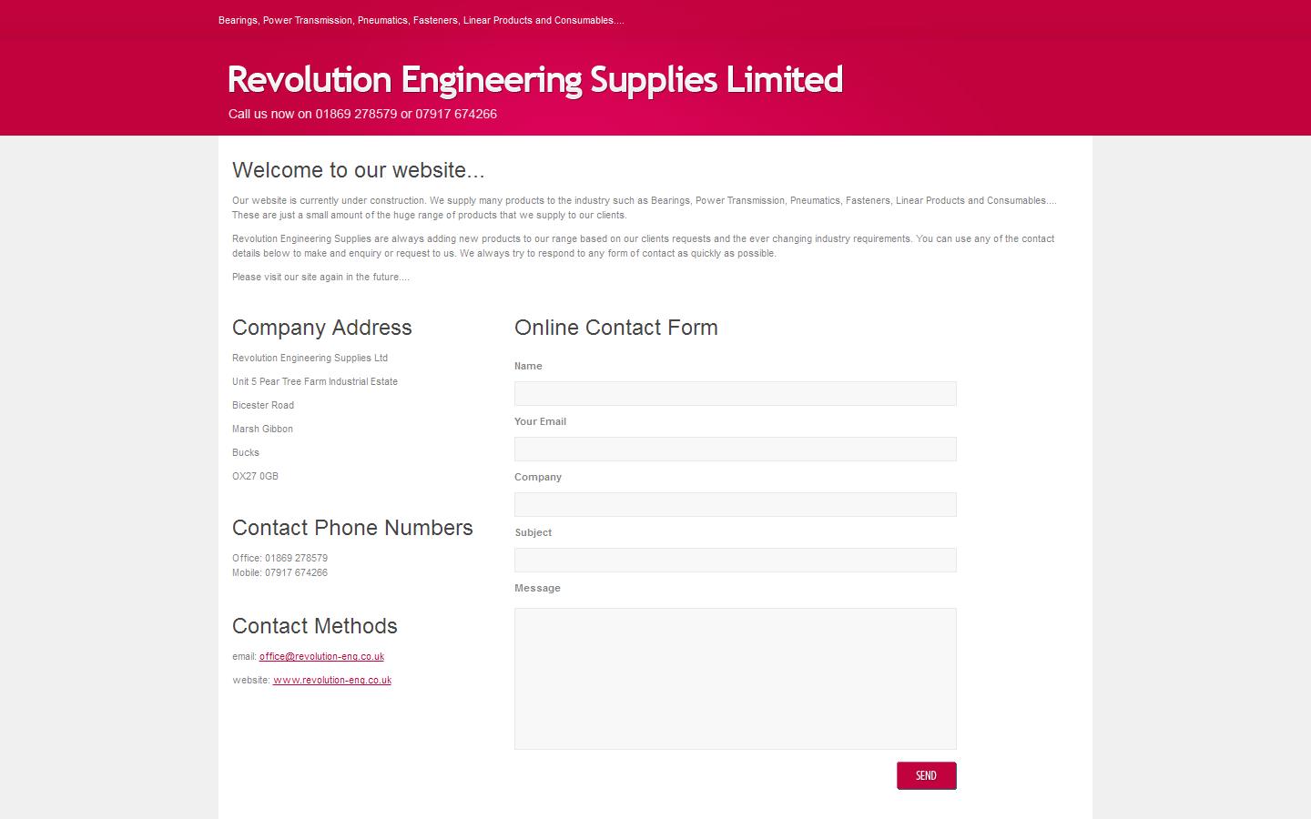 Revolution Engineering Supplies Ltd Website