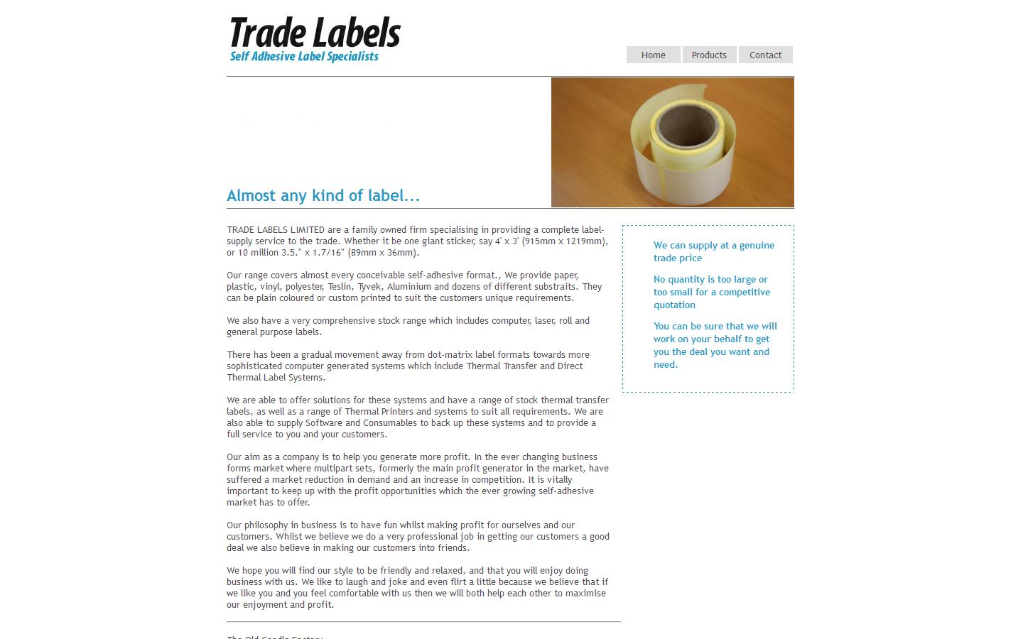 Trade Labels Ltd Website
