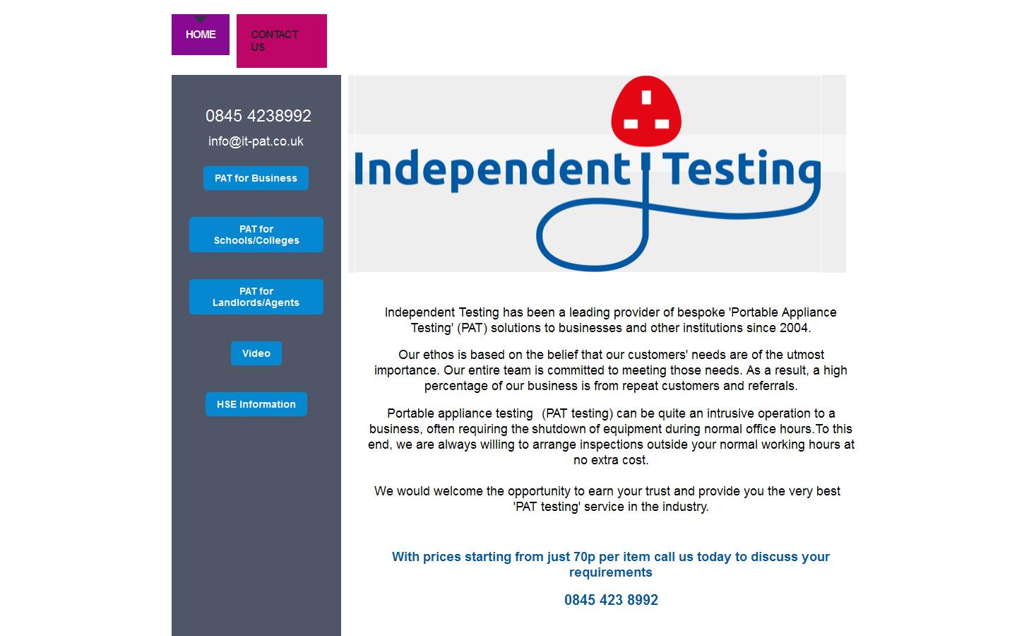 Independent Testing UK Ltd Website