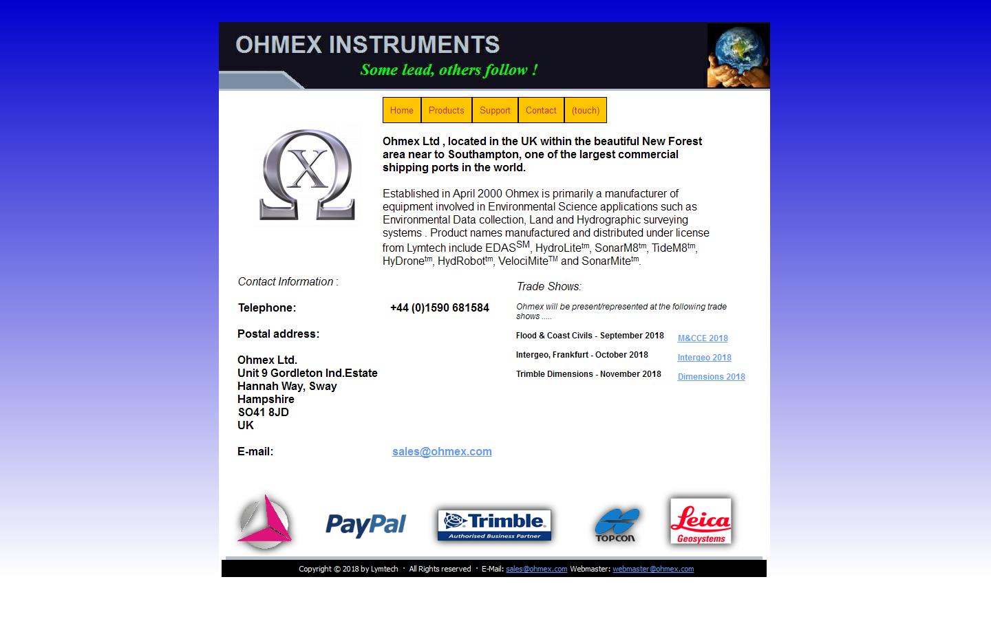 Ohmex Instruments Website