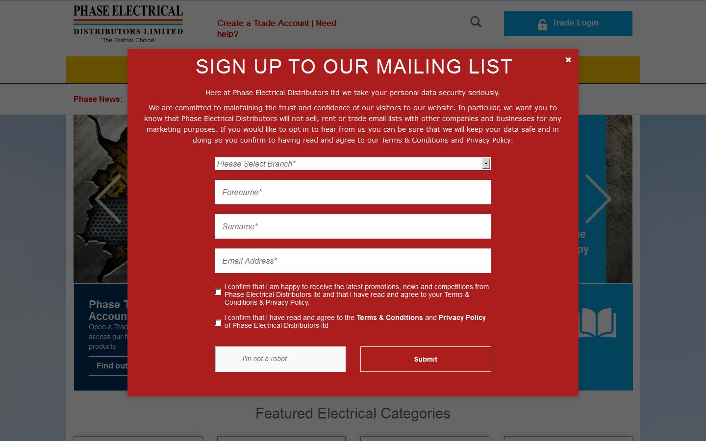 Phase Electrical Distributors Website