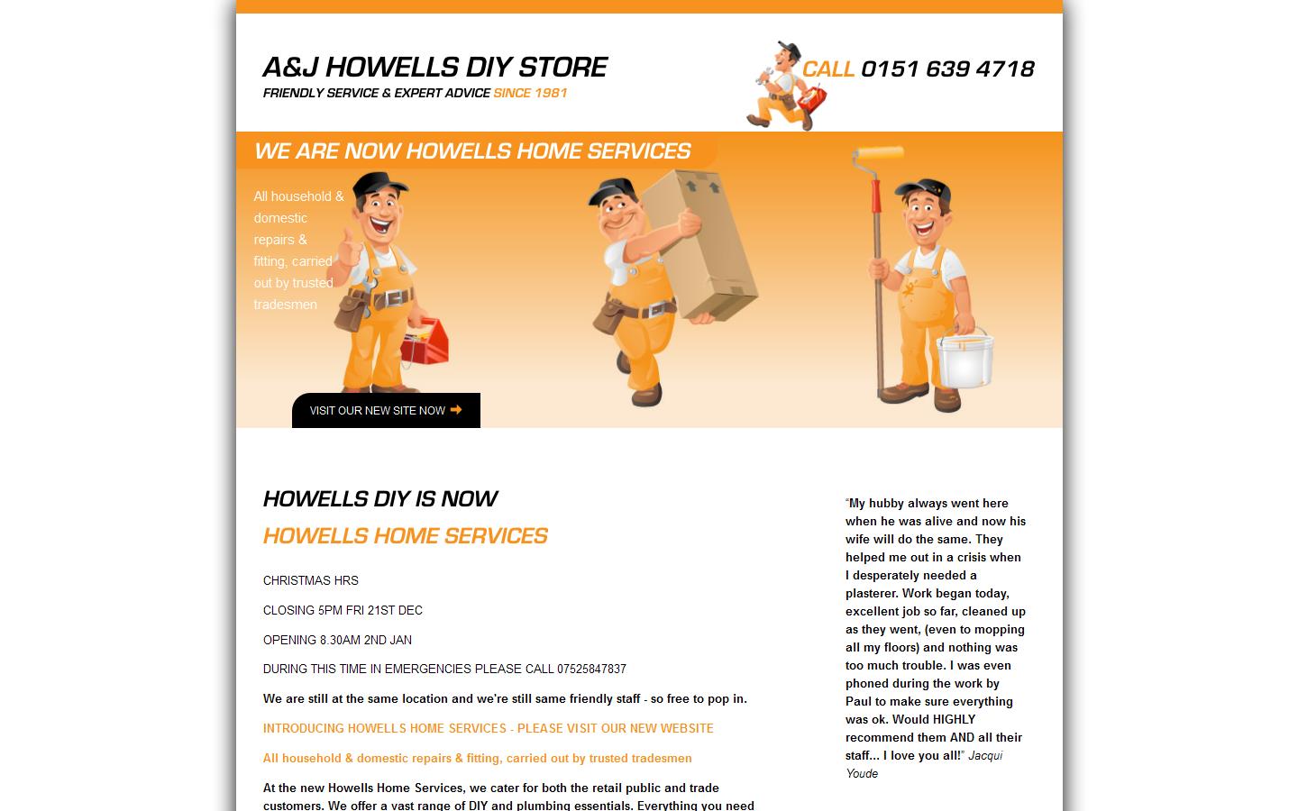 A & J Howells D I Y Store Website