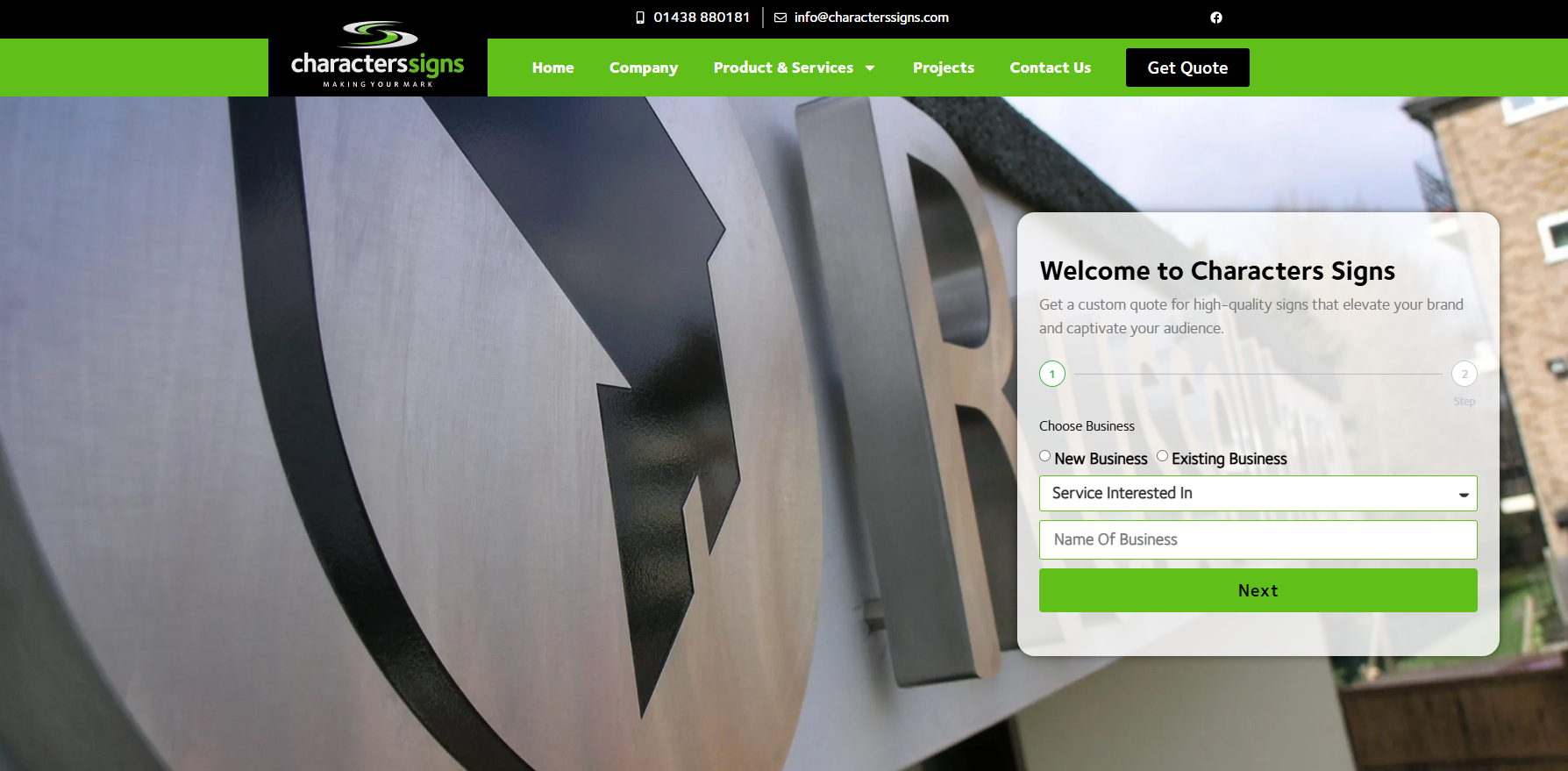 Characters Signs Ltd Website