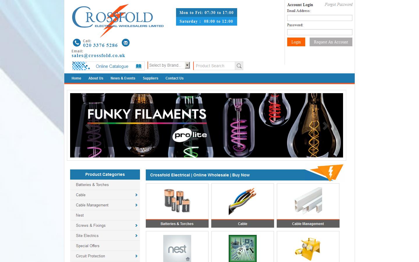 Crossfold Electrical Wholesalers Website