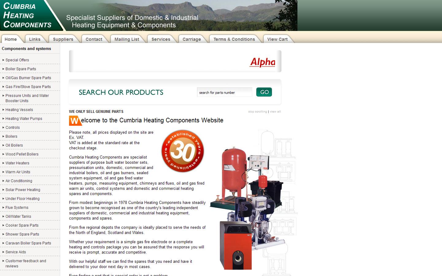 Cumbria Heating Components Website