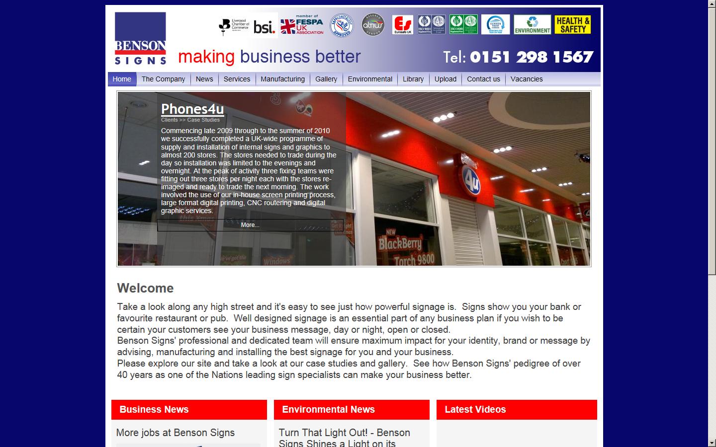 Benson Signs Website