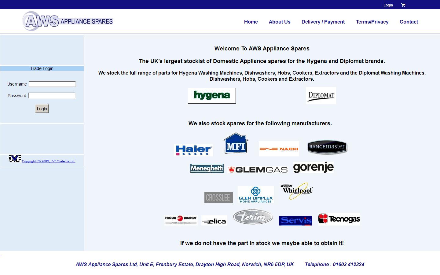 A W S Appliance Spares Website