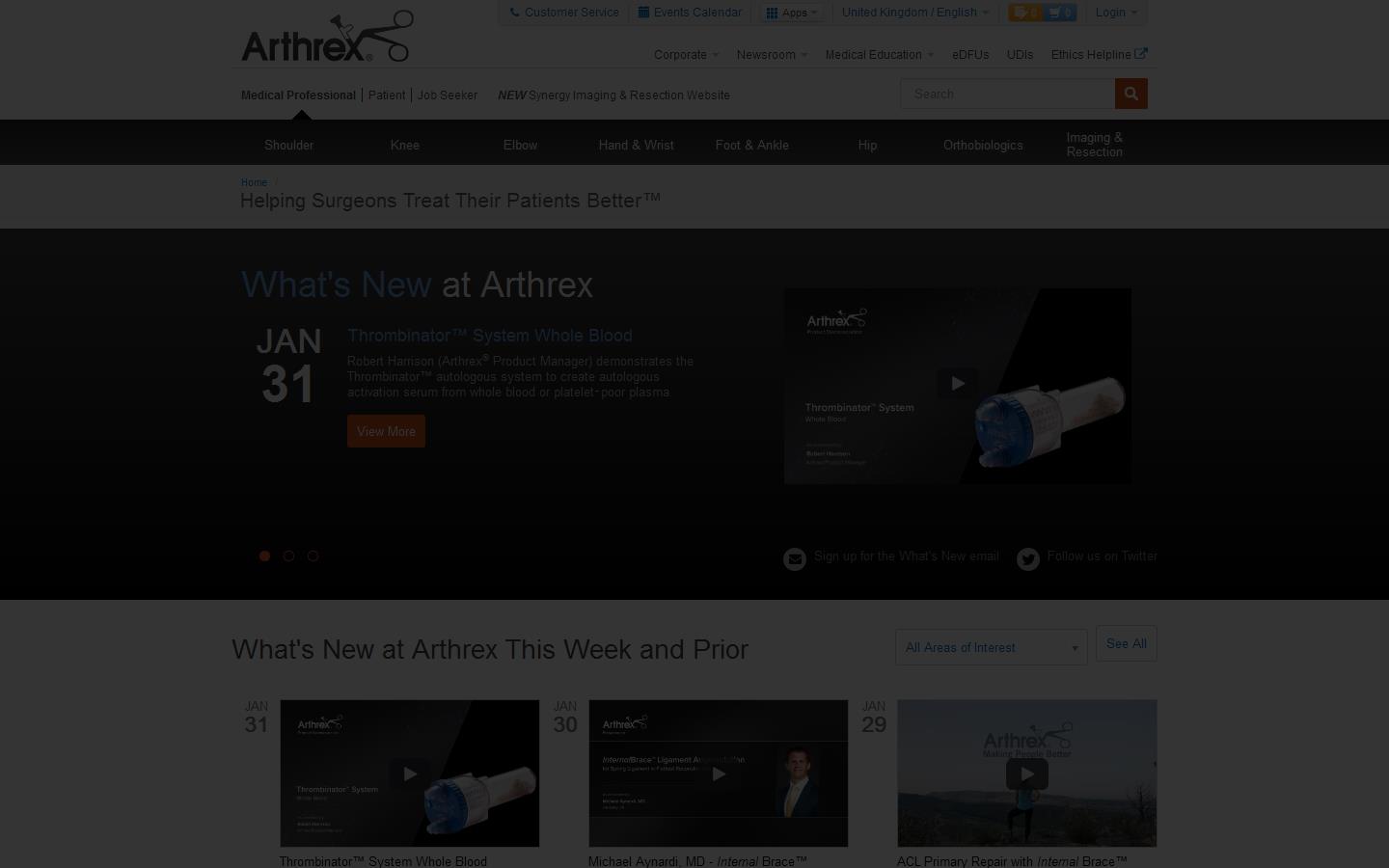 Arthrex Ltd Website