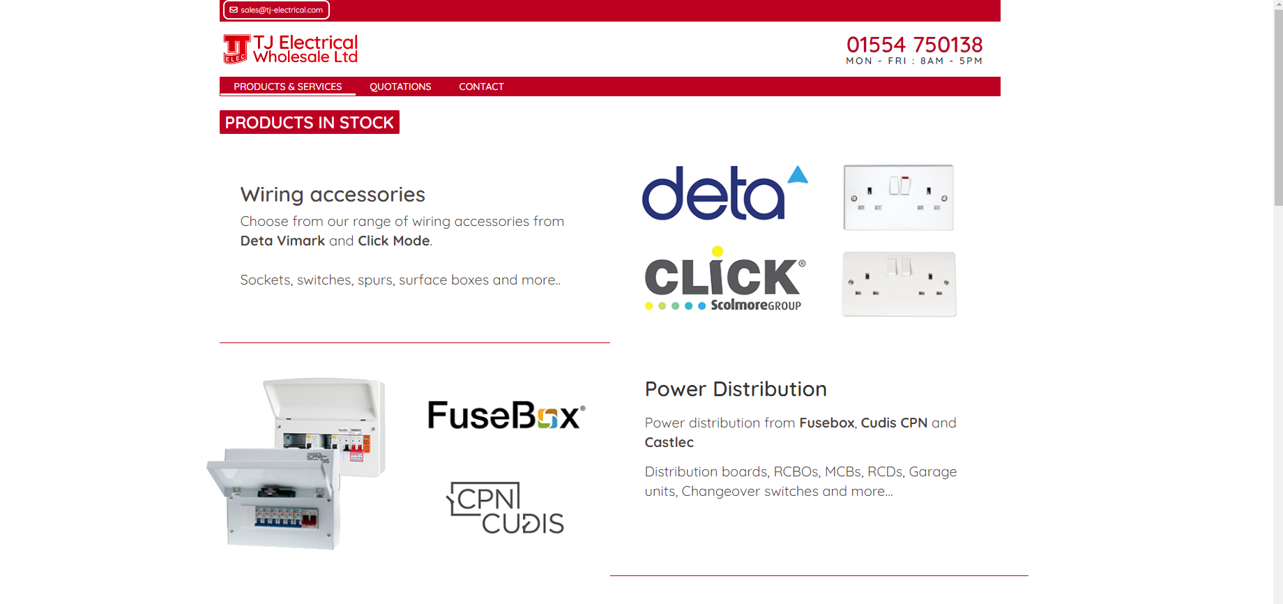 T J Electrical Wholesale Ltd Website