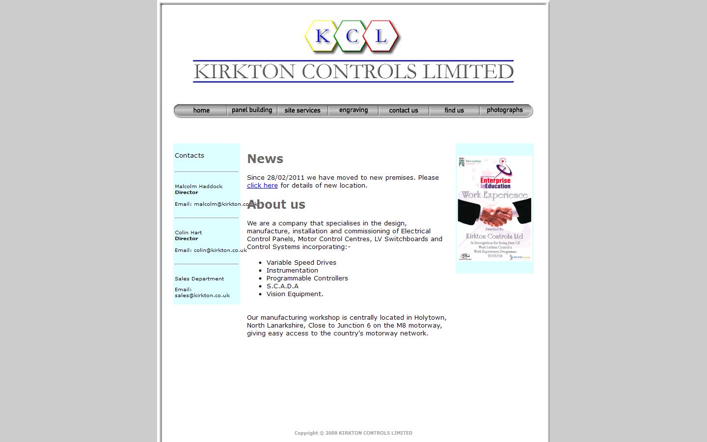 Kirkton Controls Ltd Website