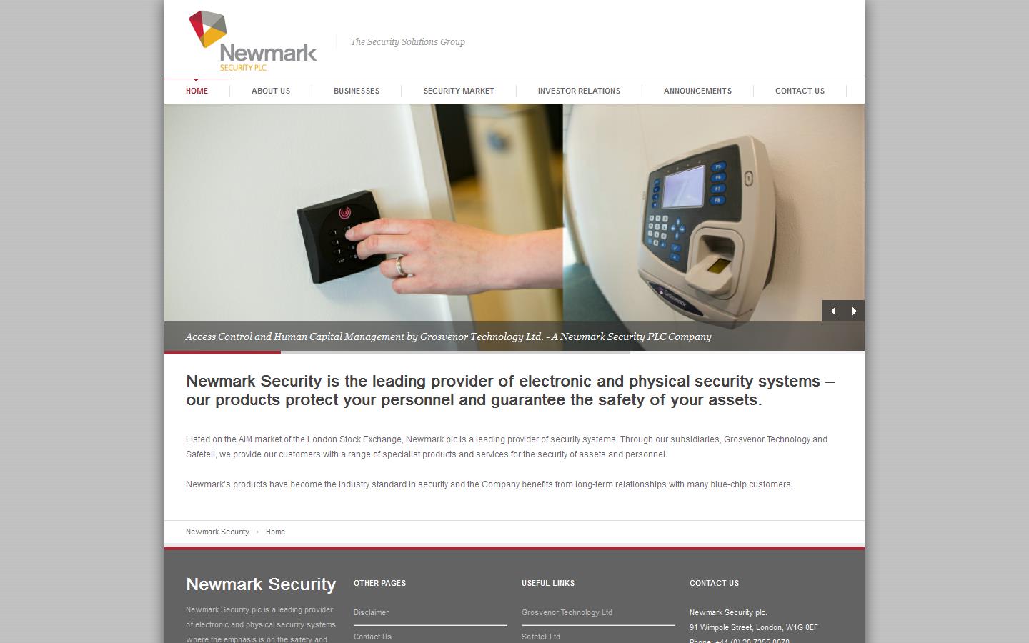 Newmark Security Plc Website
