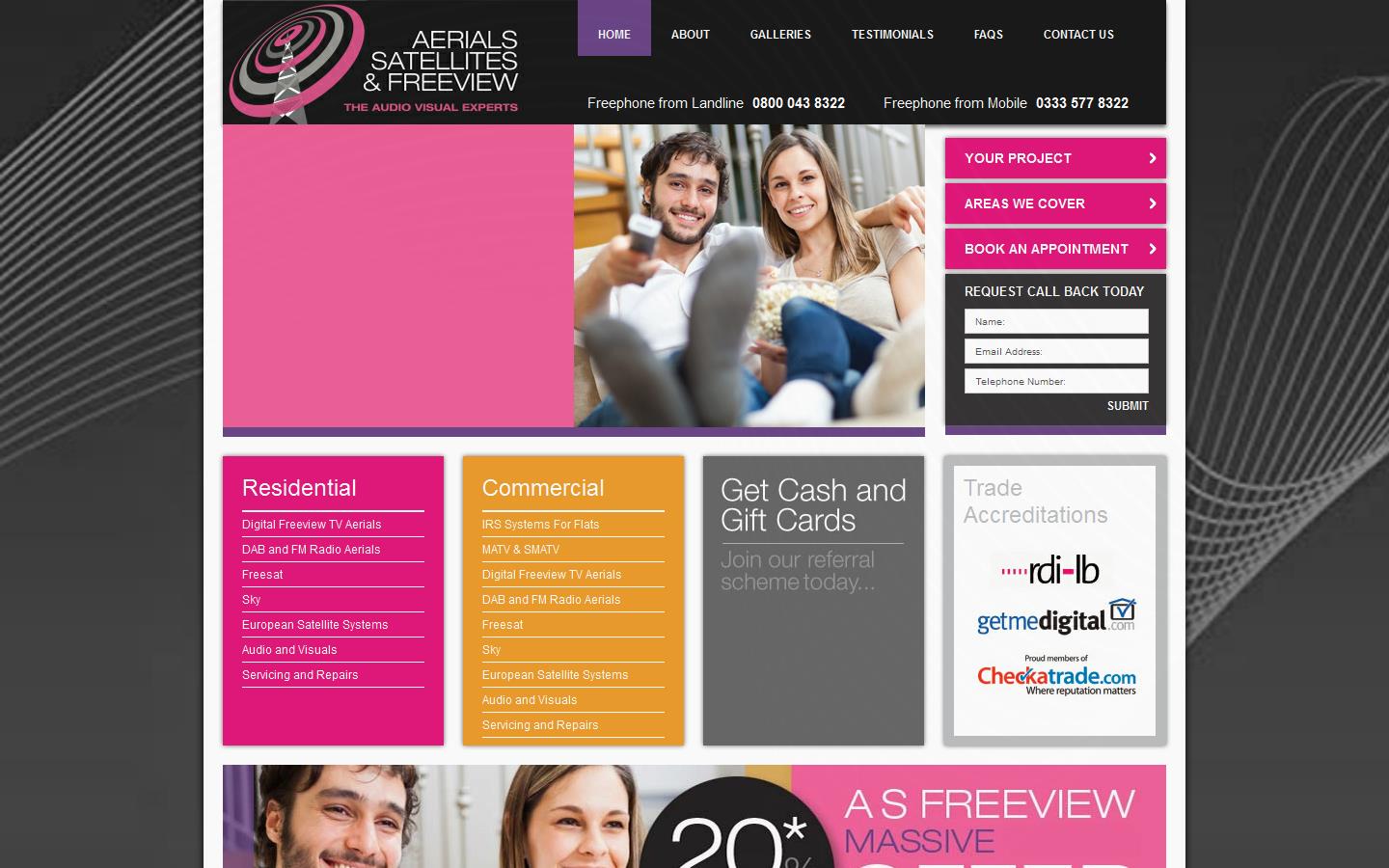 Aerials Satellite & Freeview UK Ltd Website