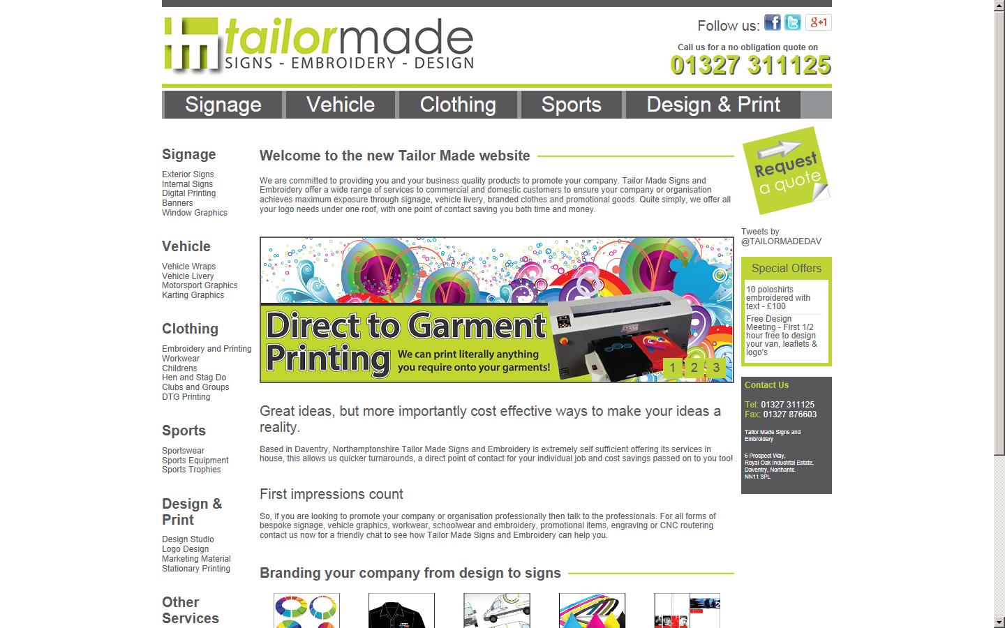 Tailor Made Signs & Embroidery Website
