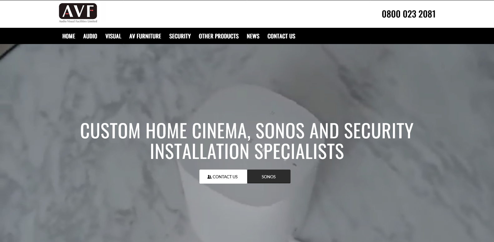 Audio Visual Facilities Ltd Website