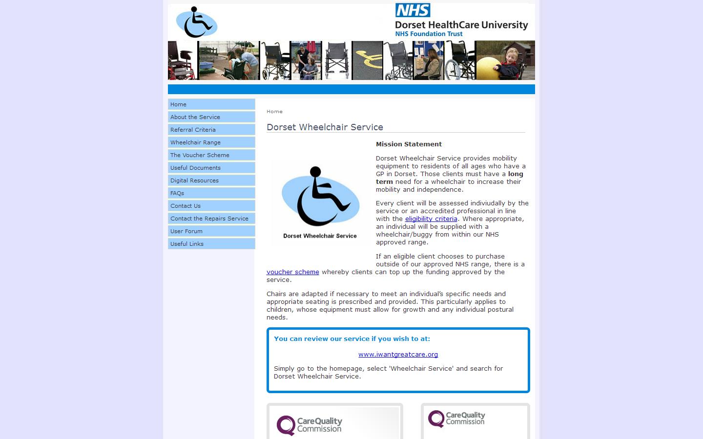 Dorset Wheelchair Service Website