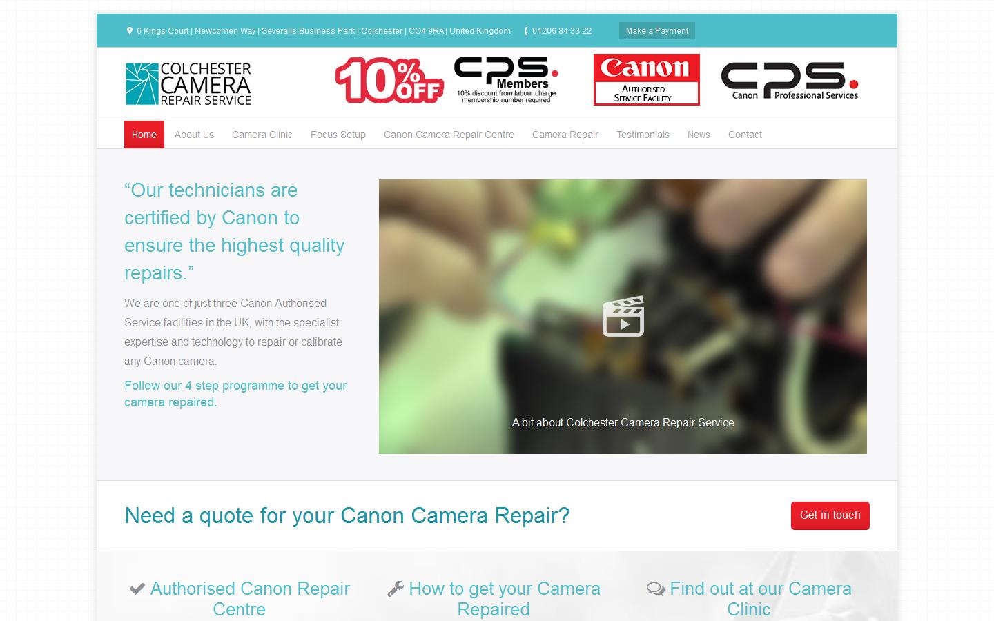 Colchester Camera Repair Service Website