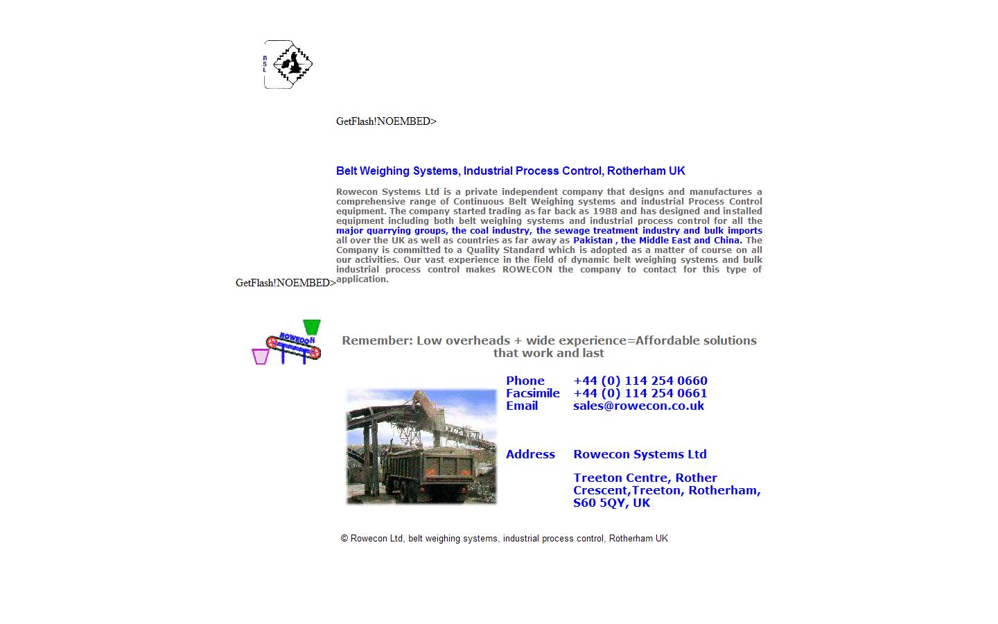 Rowecon Systems Ltd Within Treeton Centre Website