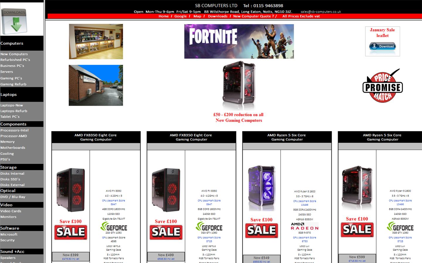 S B Computers Superstore Website