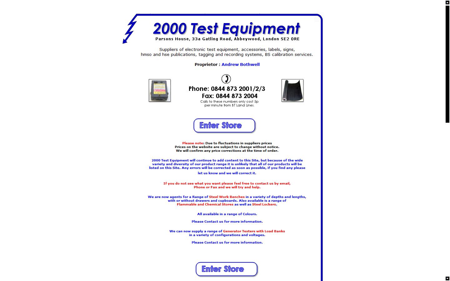 2000 Test Equipment Website