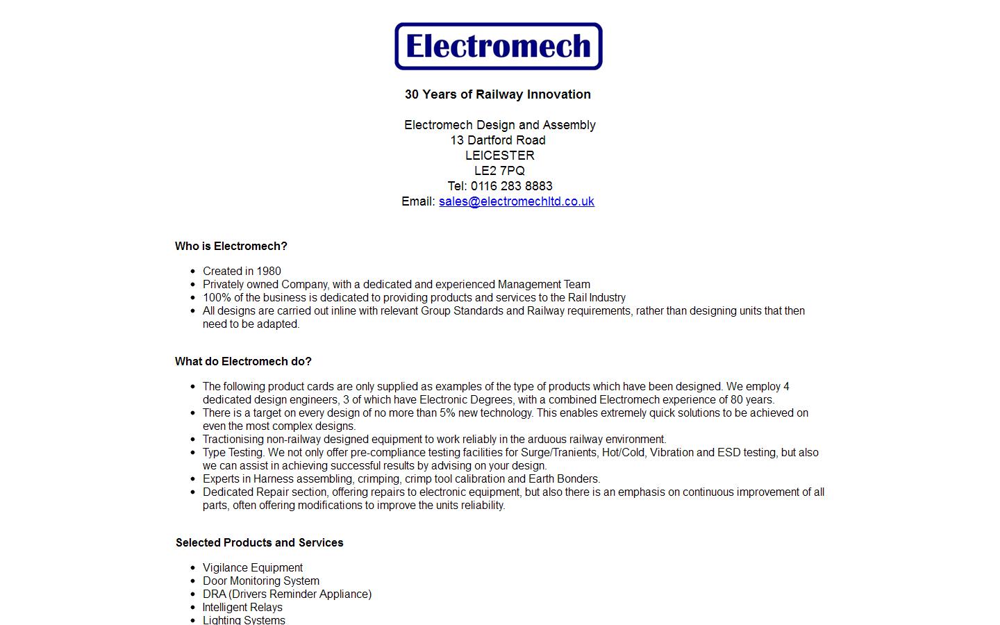 Electromech Website