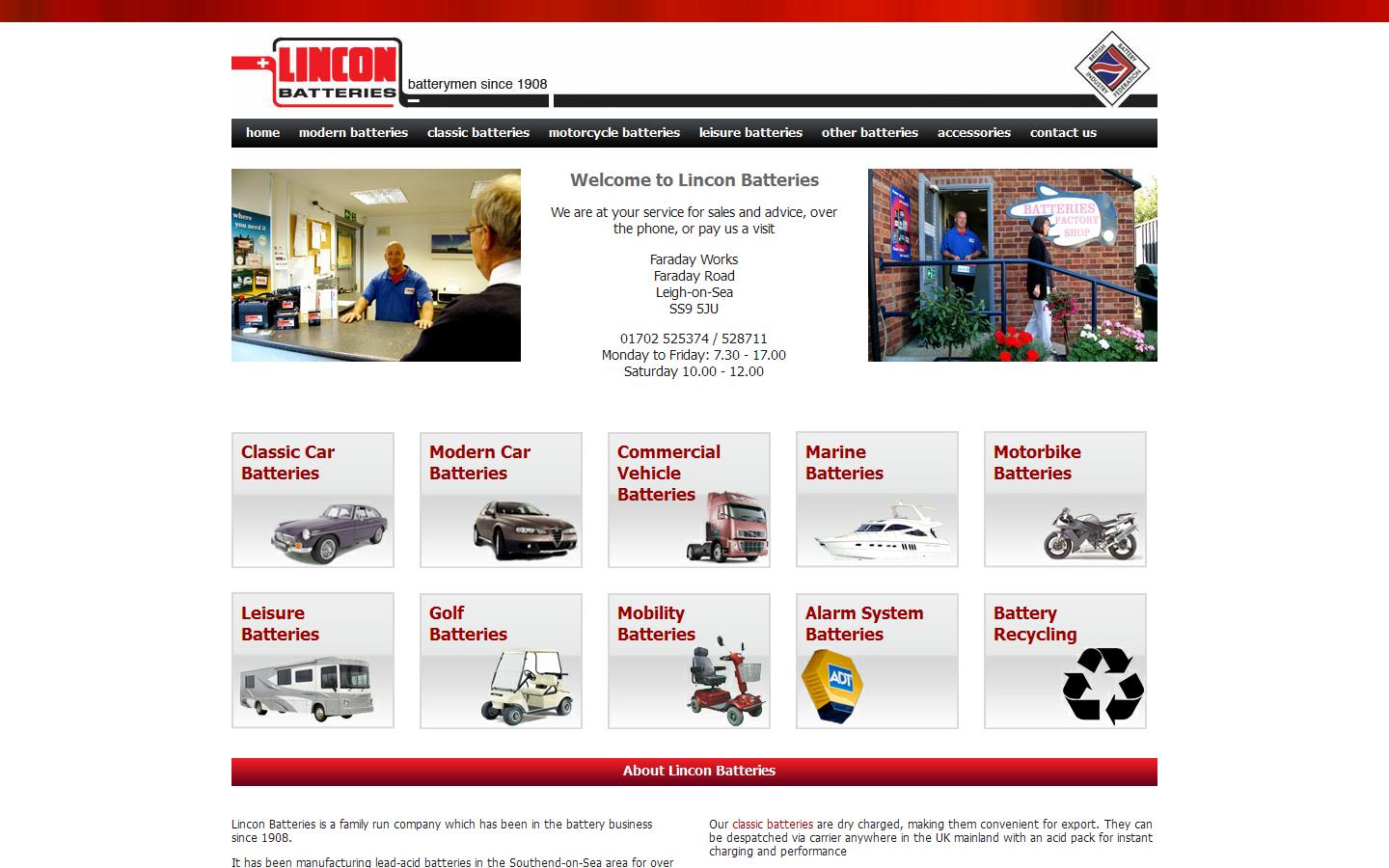 Lincon Batteries Website