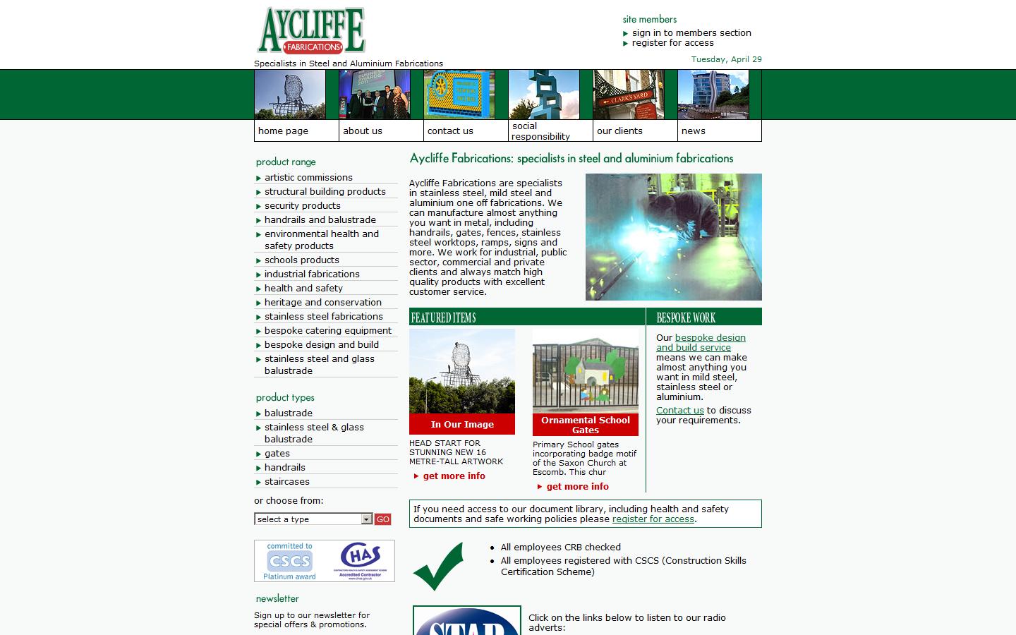 Aycliffe Fabrications Website