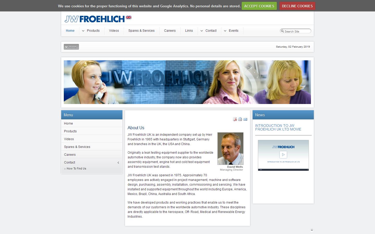 J W Froehlich UK Ltd Website