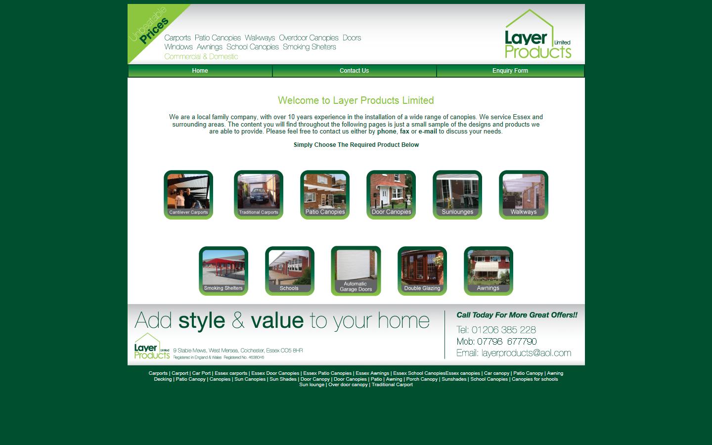 Layer Products Canopies Ltd Website