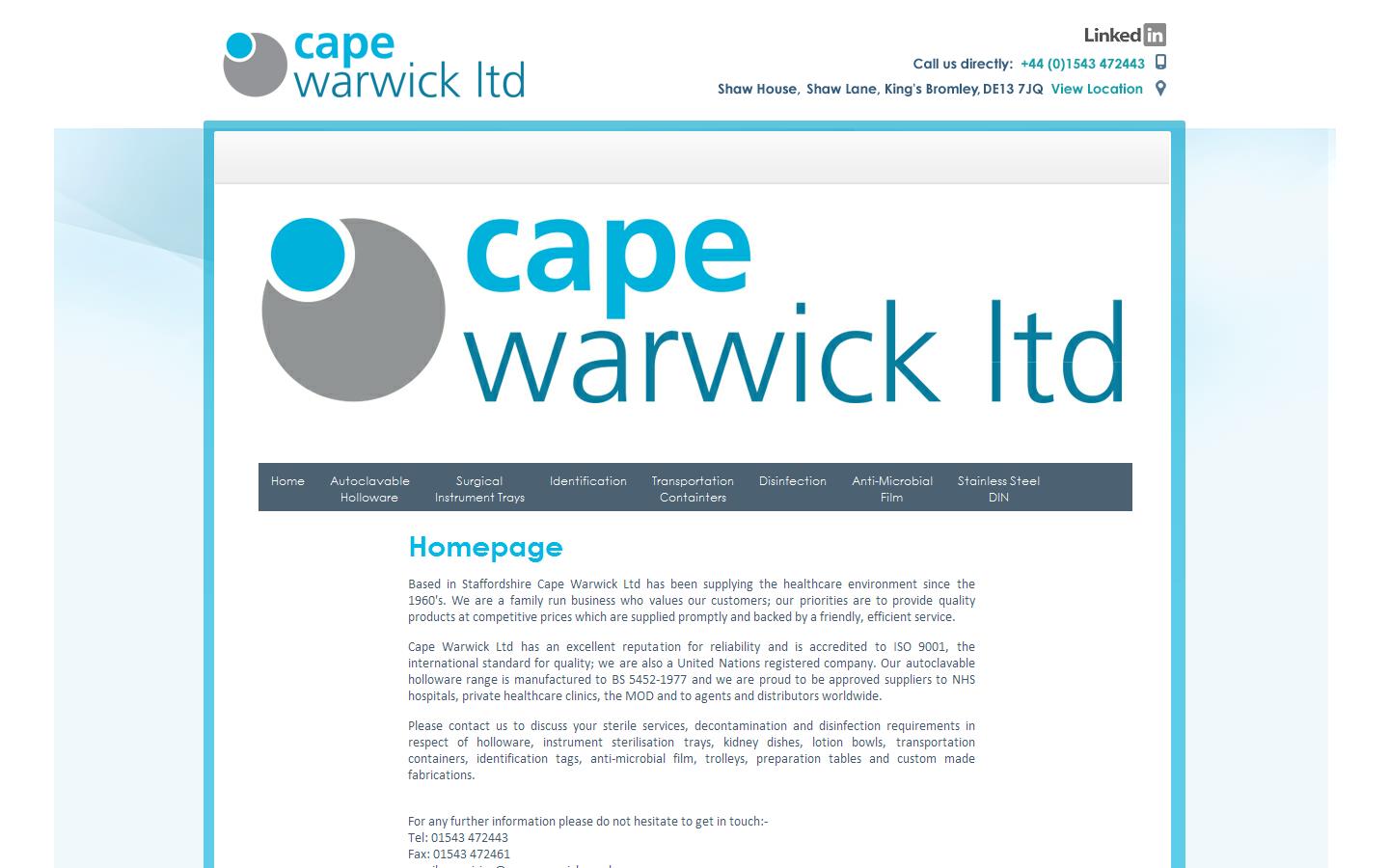 Cape Warwick Ltd Website