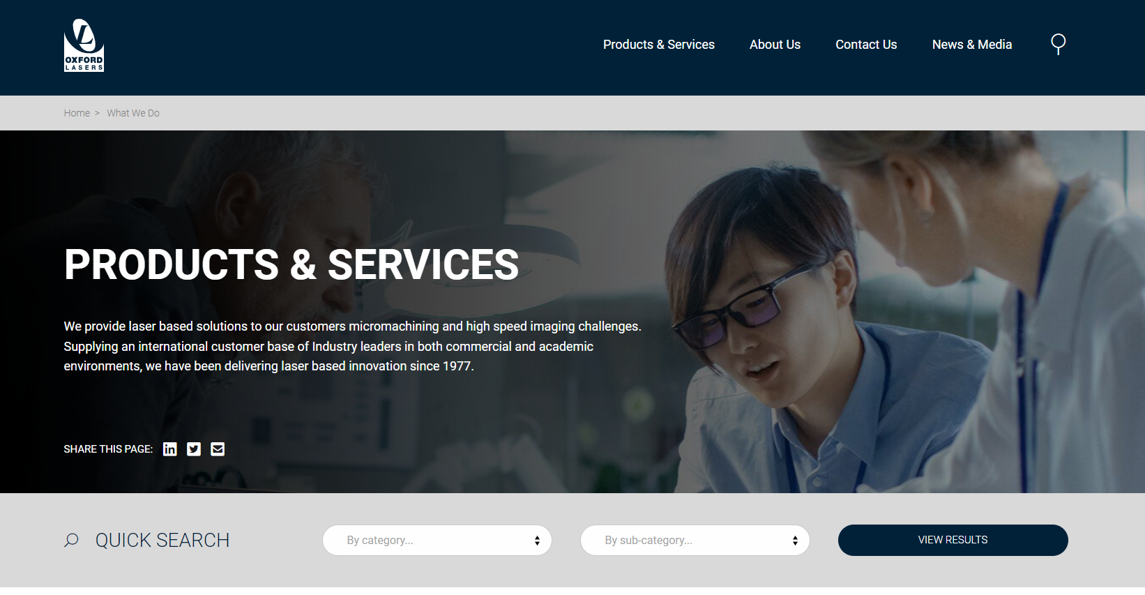 Oxford Lasers Ltd Website