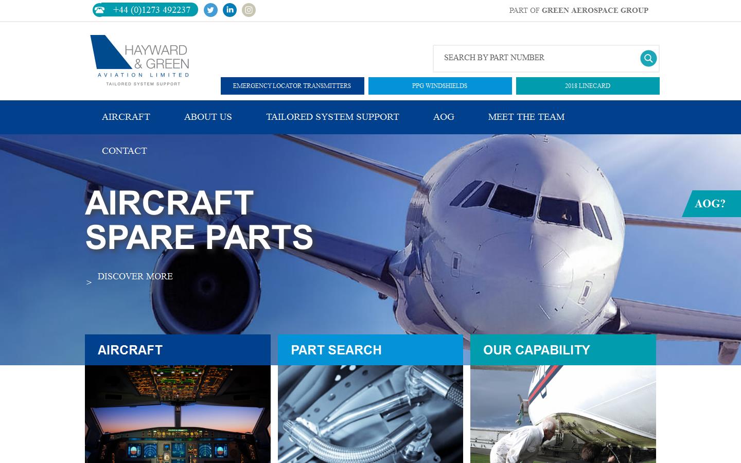 Hayward & Green Aviation Ltd Website