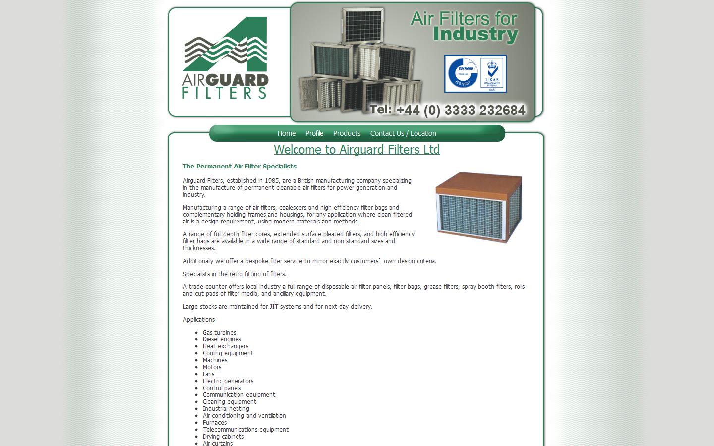 Airguard Filters Ltd Website