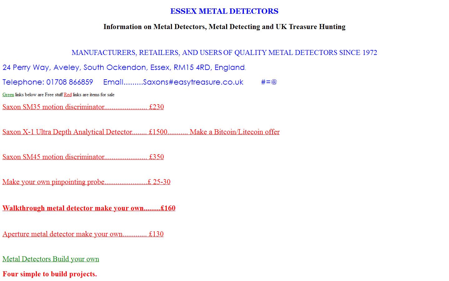 Essex Metal Detectors Website