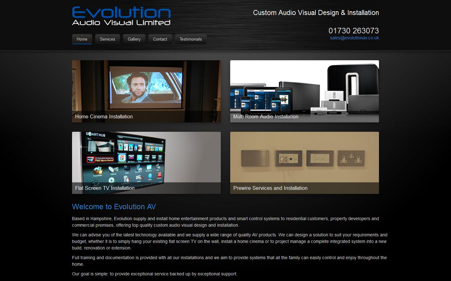 Evolution Audio Visual Ltd Website