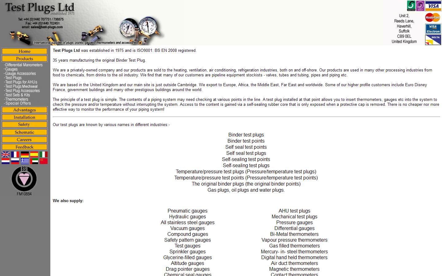 Test Plugs Ltd Website