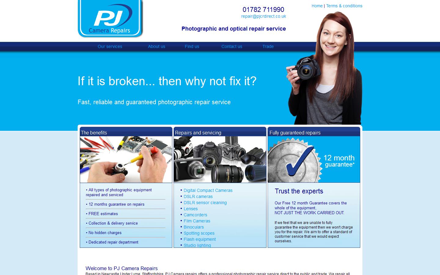 P J Camera Repairs Ltd Website