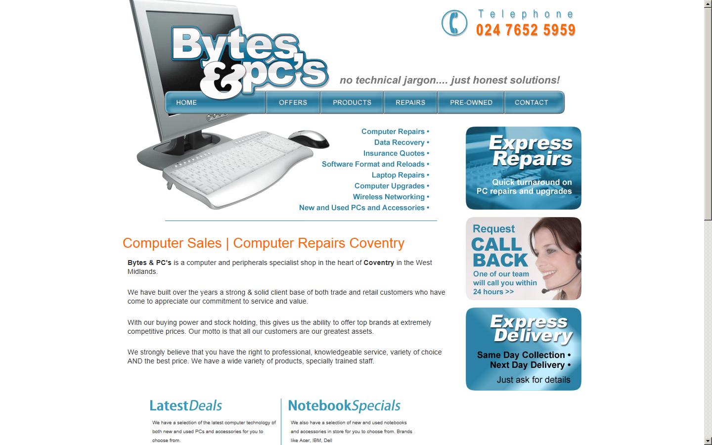Bytes and PCs Website