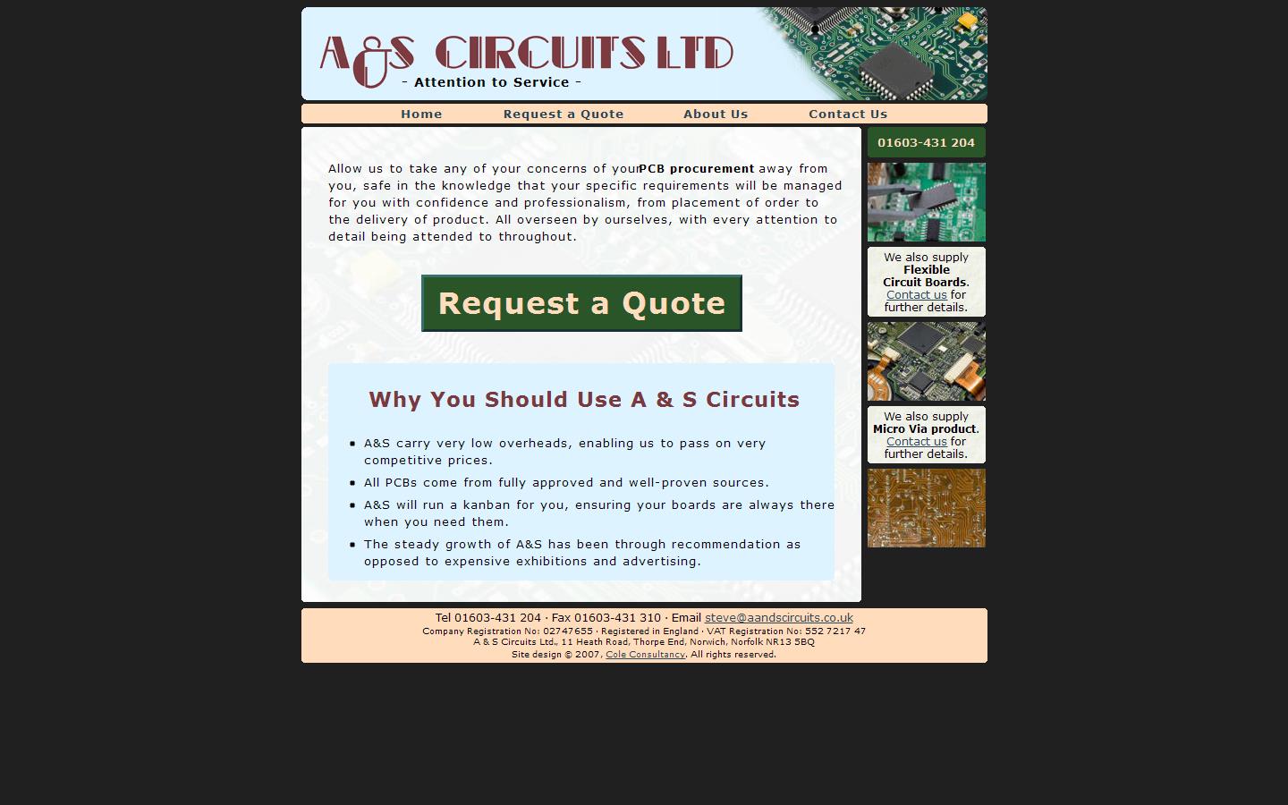 A & S Circuits Ltd Website