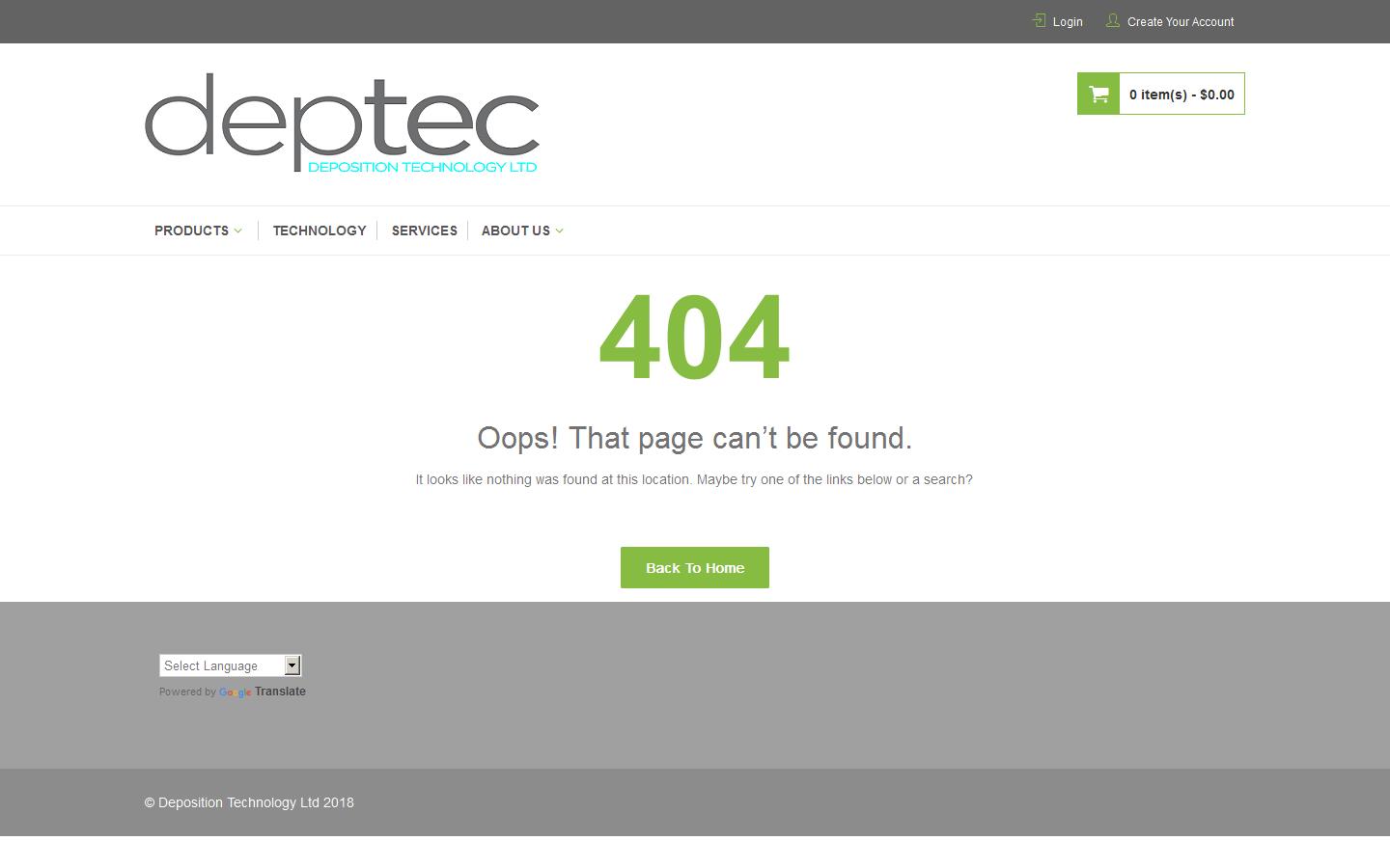 Deposition Technology Ltd Website